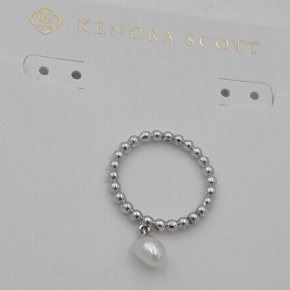Kendra Scott-Beaded Freshwater Pearl Dangle Ring Size 8 NWOT